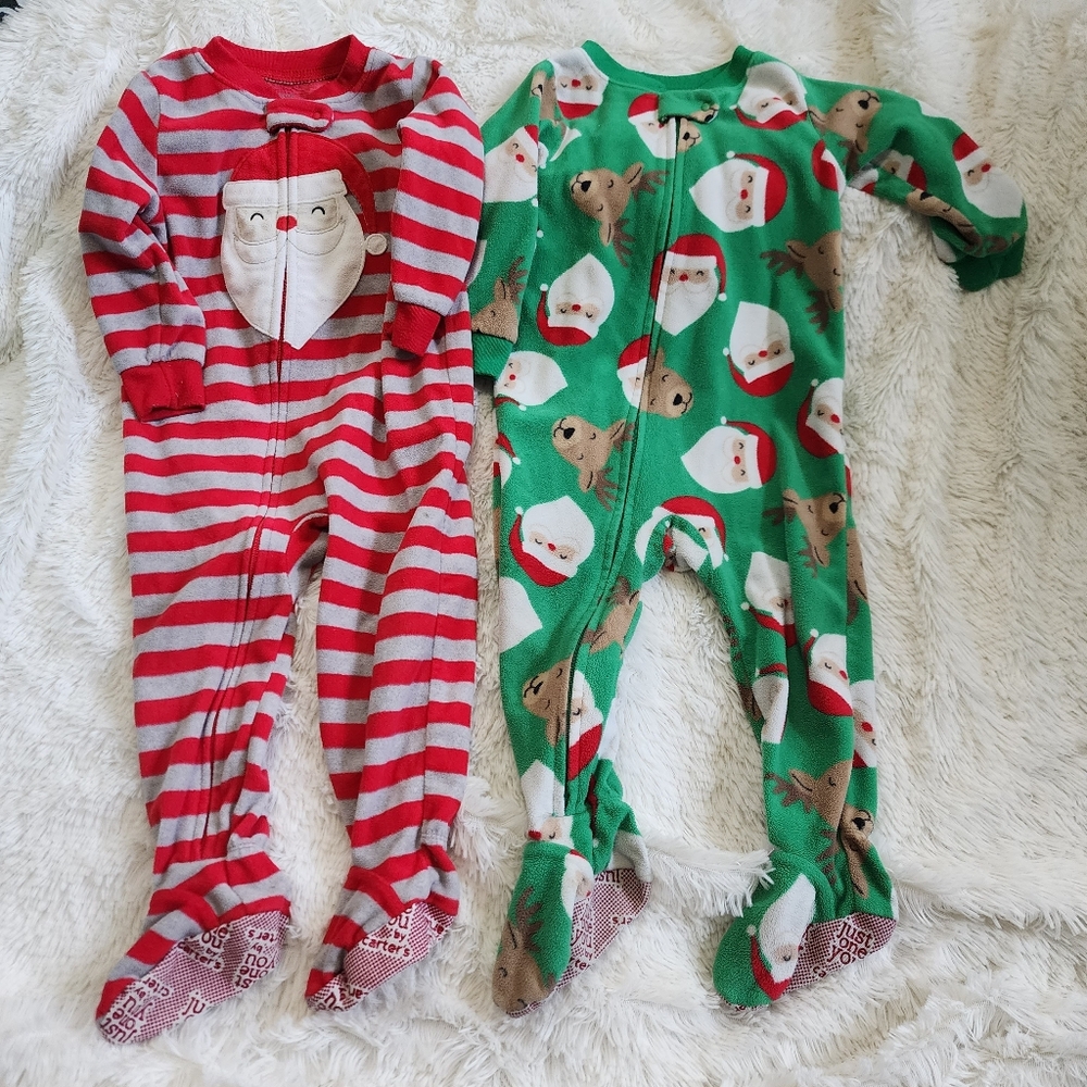 Carter's Just One You Christmas Fleece Zipper Sleepers 18 Month Bodysuits